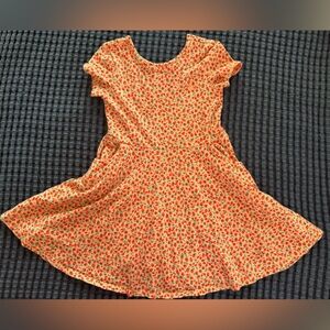 Baby gap strawberry skater dress, Girls Orange pink Short-Sleeve summer, size 5